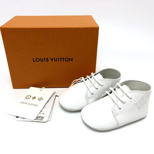 LOUIS VUITTON sneakers GI032D leather white Baby shoes Kids 18 Used Authentic