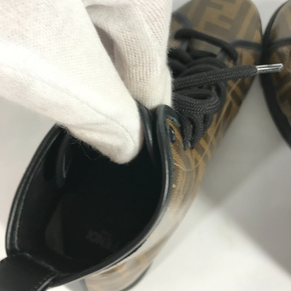 FENDI sneakers 8E6594 Leather / PVC Brown Shoelace Zucca Women 36 Used Authentic