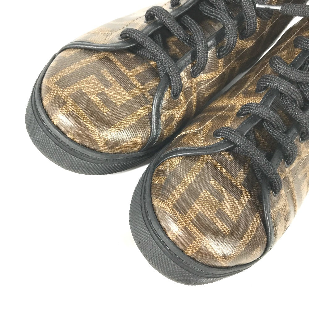 FENDI sneakers 8E6594 Leather / PVC Brown Shoelace Zucca Women 36 Used Authentic