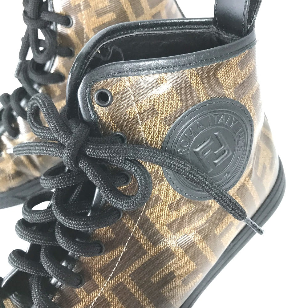 FENDI sneakers 8E6594 Leather / PVC Brown Shoelace Zucca Women 36 Used Authentic