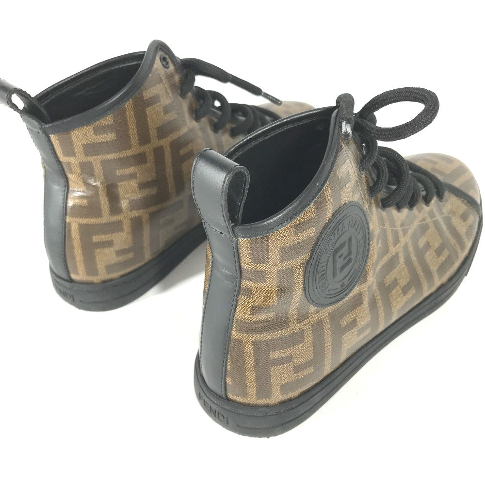 FENDI sneakers 8E6594 Leather / PVC Brown Shoelace Zucca Women 36 Used Authentic