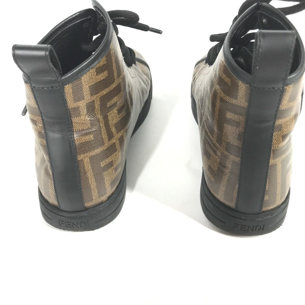 FENDI sneakers 8E6594 Leather / PVC Brown Shoelace Zucca Women 36 Used Authentic