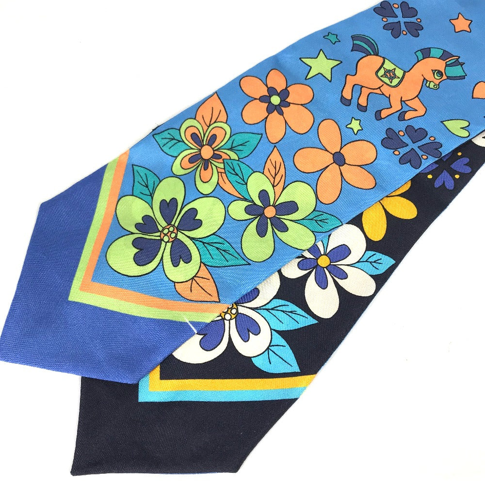 GUCCI scarf 698734 silk blue bandeau scarf