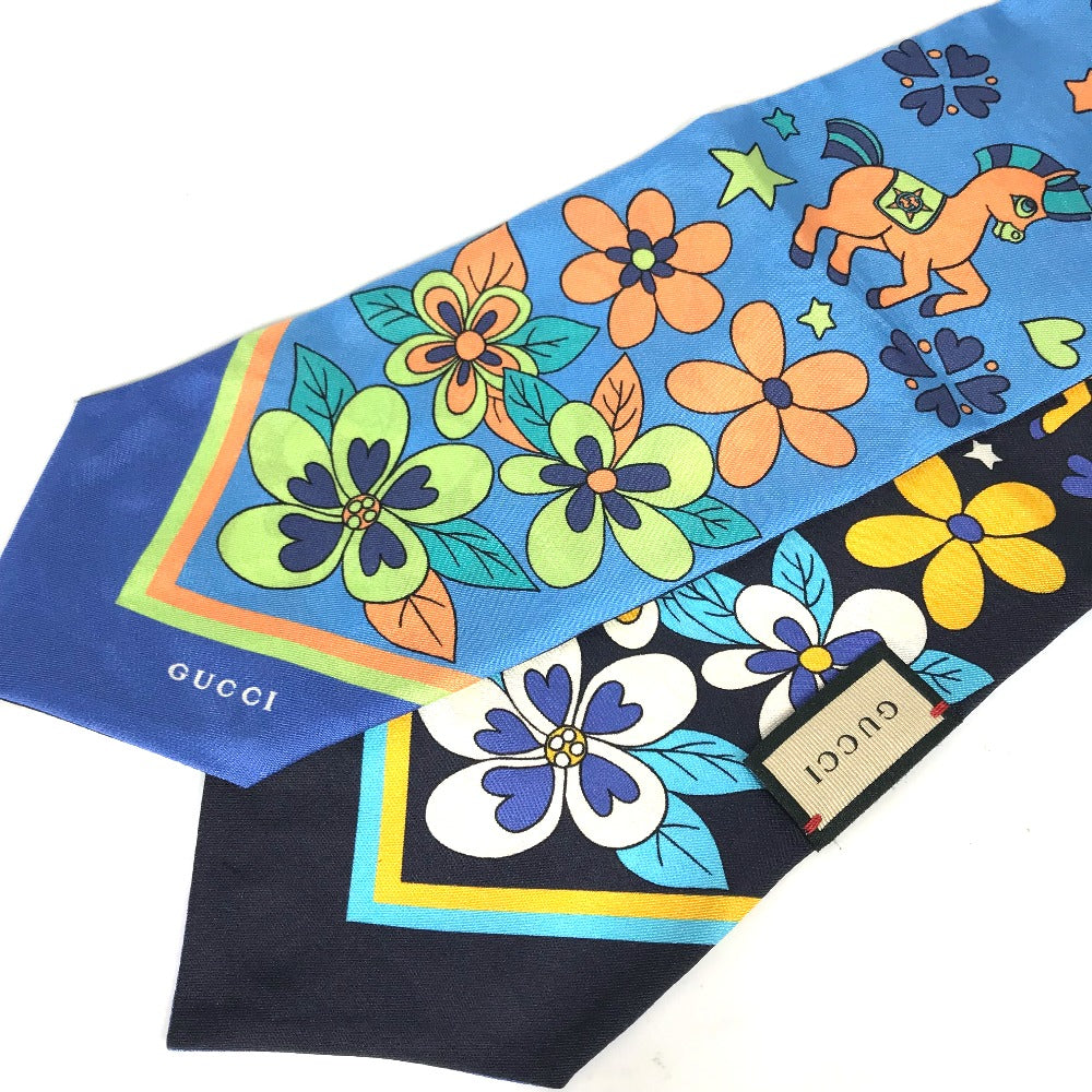 GUCCI scarf 698734 silk blue bandeau scarf