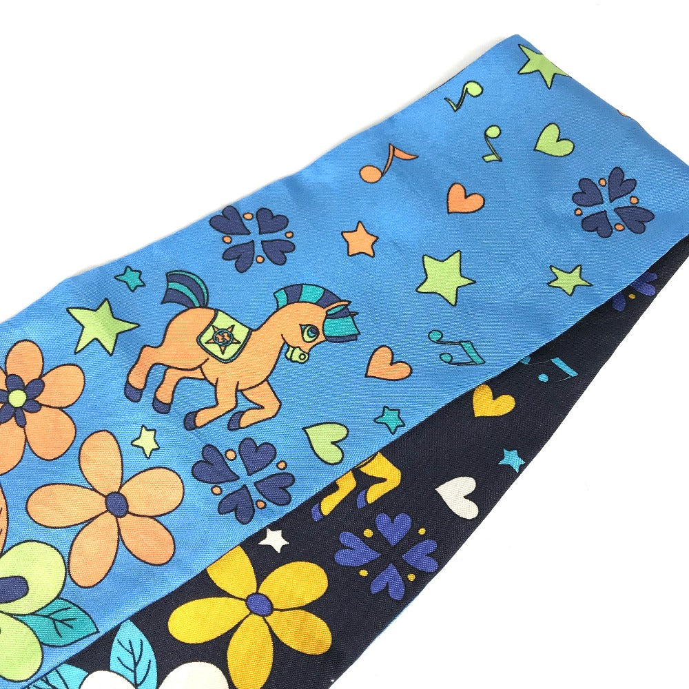 GUCCI scarf 698734 silk blue bandeau scarf