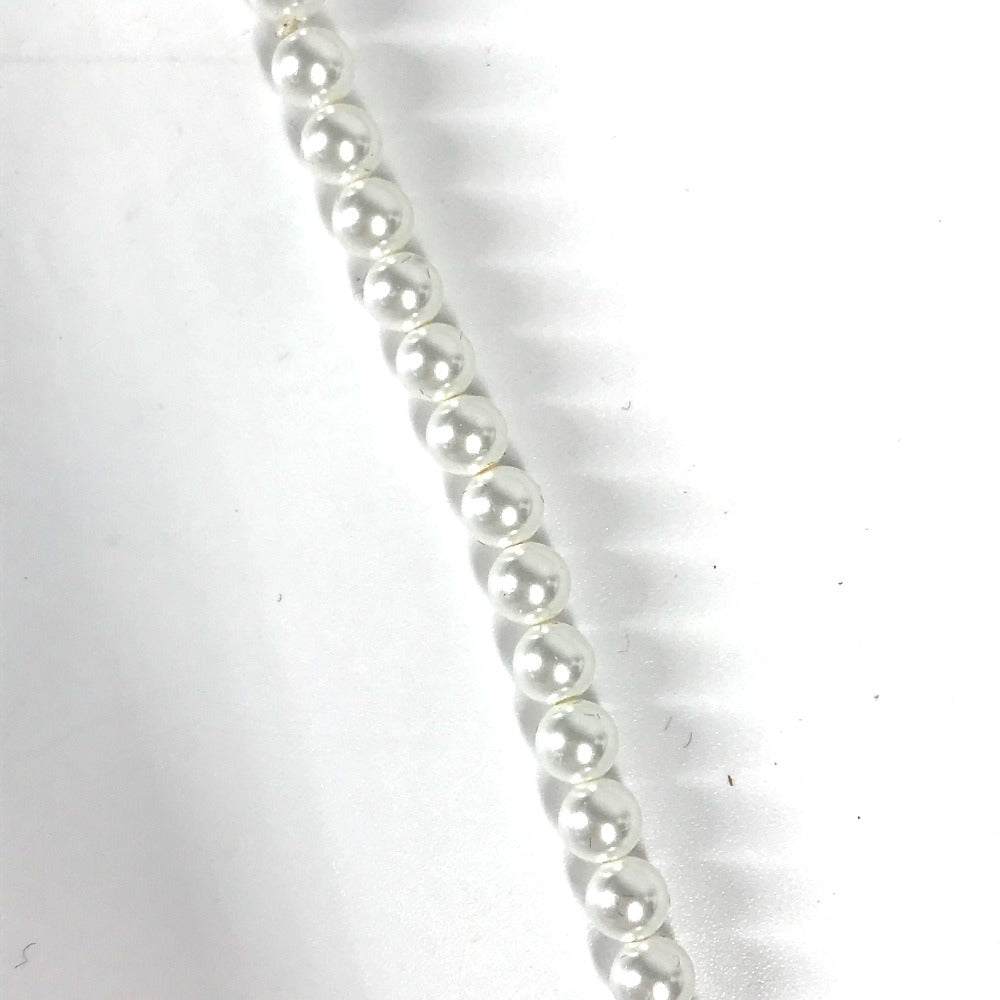 CHANEL Necklace metal gold 20K Fake pearl rhinestone logo Women Used Authentic