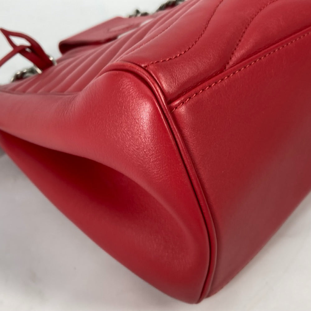 LOUIS VUITTON Shoulder Bag M51497 leather Red New Wave Chain tote Women Used Authentic
