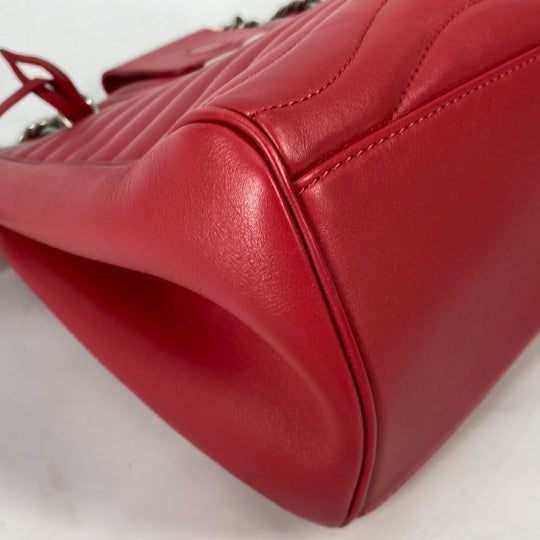 LOUIS VUITTON Shoulder Bag M51497 leather Red New Wave Chain tote Women Used Authentic