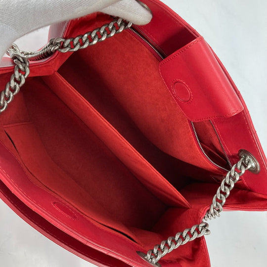 LOUIS VUITTON Shoulder Bag M51497 leather Red New Wave Chain tote Women Used Authentic