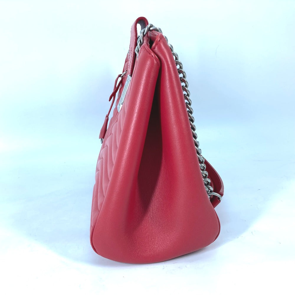 LOUIS VUITTON Shoulder Bag M51497 leather Red New Wave Chain tote Women Used Authentic