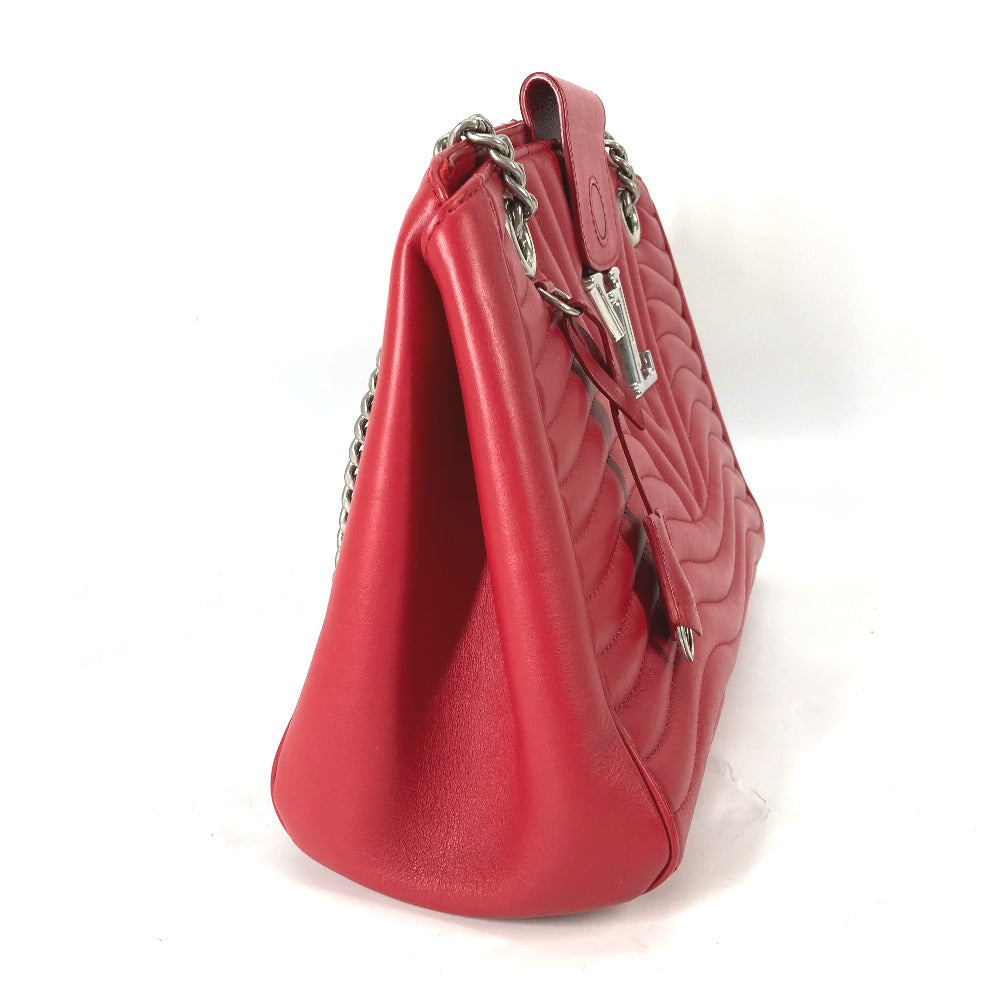 LOUIS VUITTON Shoulder Bag M51497 leather Red New Wave Chain tote Women Used Authentic