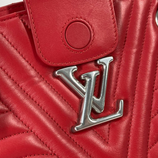 LOUIS VUITTON Shoulder Bag M51497 leather Red New Wave Chain tote Women Used Authentic