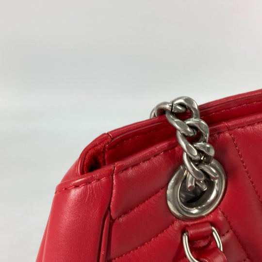 LOUIS VUITTON Shoulder Bag M51497 leather Red New Wave Chain tote Women Used Authentic