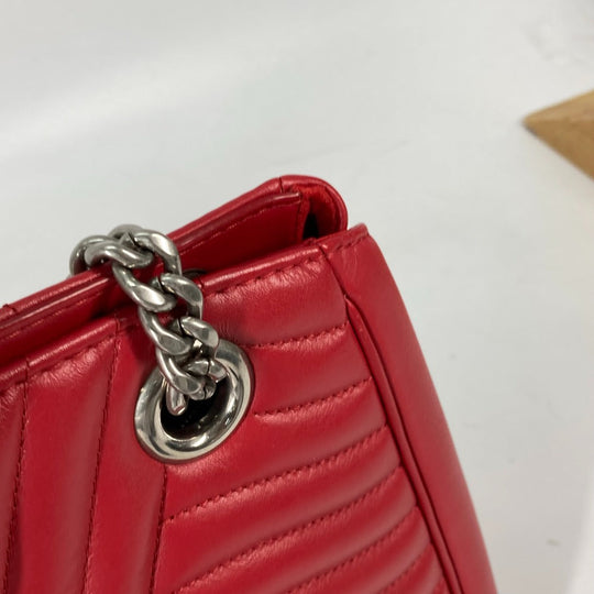 LOUIS VUITTON Shoulder Bag M51497 leather Red New Wave Chain tote Women Used Authentic