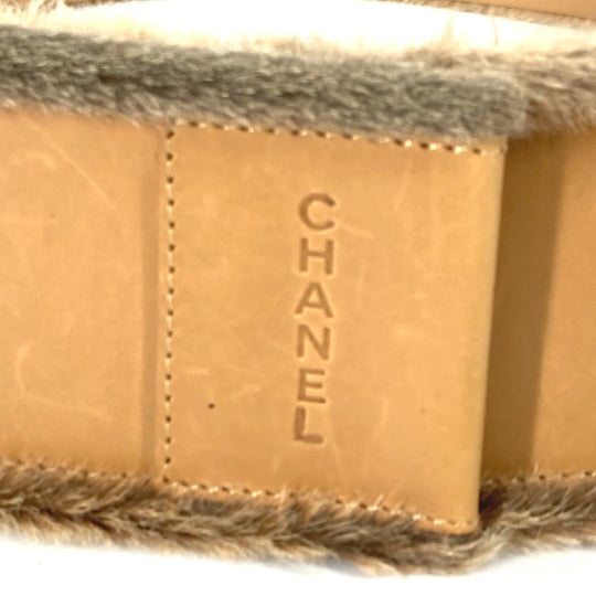 CHANEL belt Leather, Pony beige 01A CC COCO Mark Women 75 Used Authentic