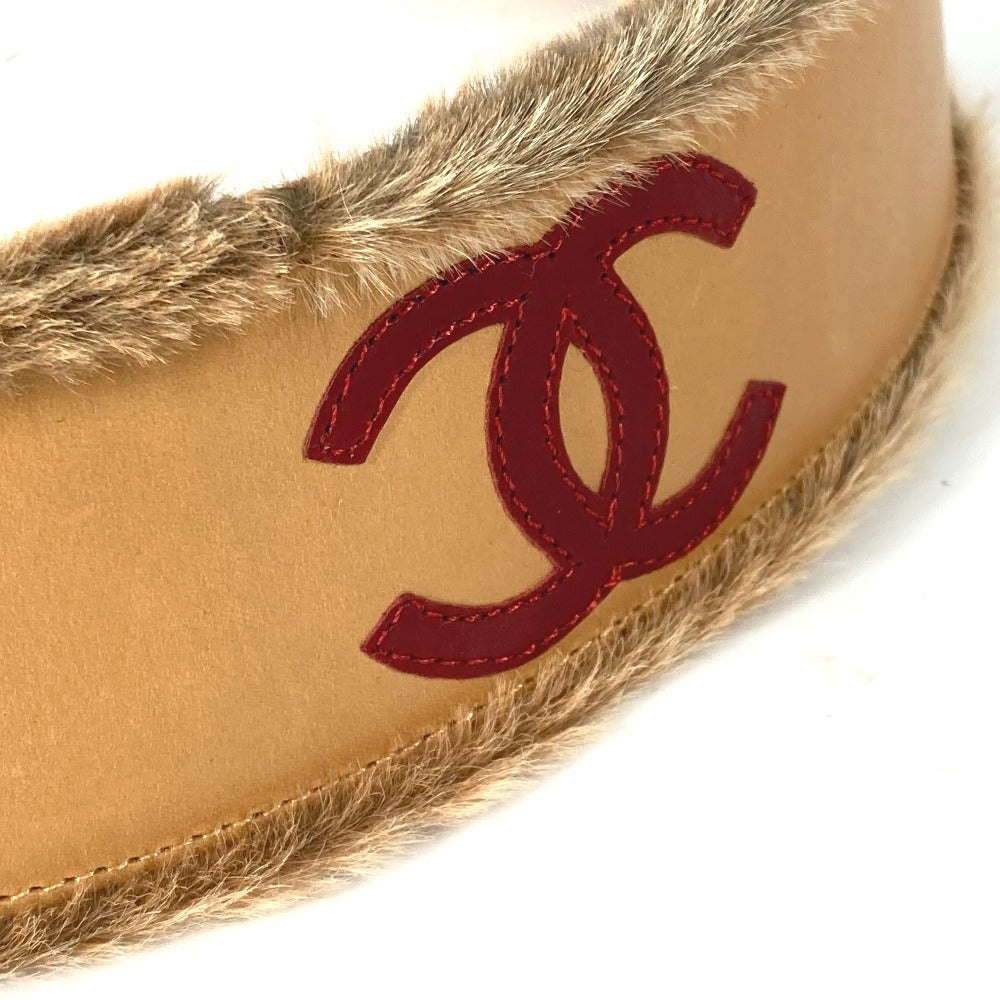 CHANEL belt Leather, Pony beige 01A CC COCO Mark Women 75 Used Authentic