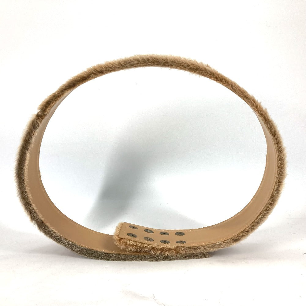 CHANEL belt Leather, Pony beige 01A CC COCO Mark Women 75 Used Authentic