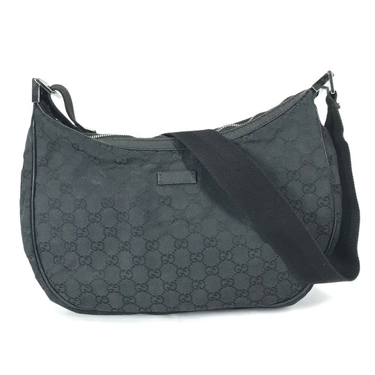 GUCCI Shoulder Bag 122790 Leather / canvas black GG Women Used Authentic