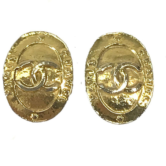 CHANEL Earring metal gold vintage CC COCO Mark Women Used Authentic