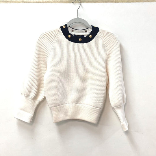LOUIS VUITTON knit Wool, Polyurethane white Detachable turtleneck button Women S Used Authentic