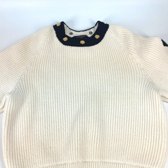 LOUIS VUITTON knit Wool, Polyurethane white Detachable turtleneck button Women S Used Authentic