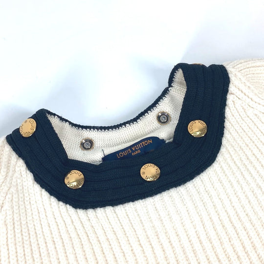 LOUIS VUITTON knit Wool, Polyurethane white Detachable turtleneck button Women S Used Authentic
