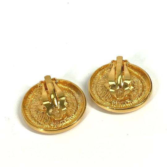 CHANEL Earring metal gold vintage Deca COCO Mark CC