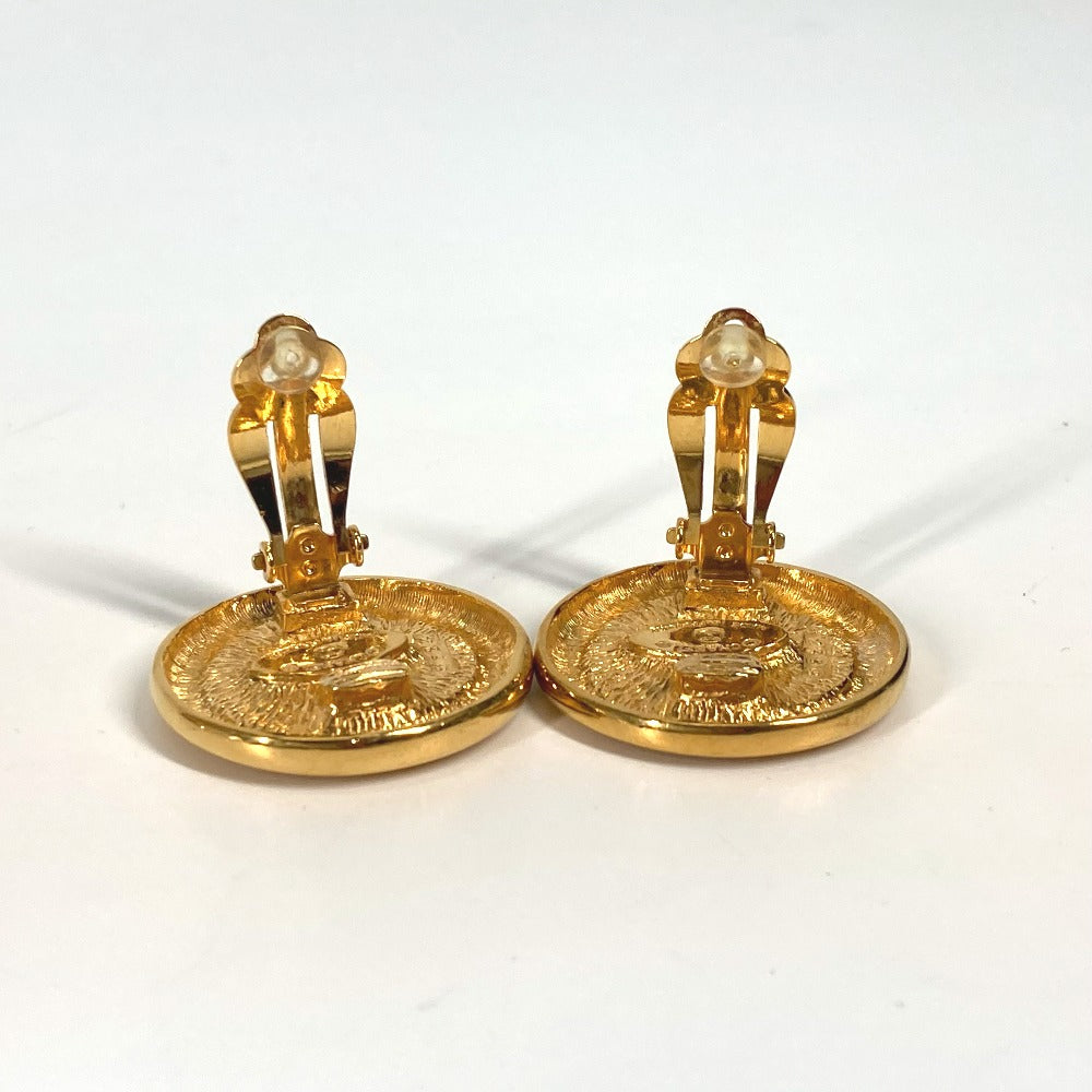 CHANEL Earring metal gold vintage Deca COCO Mark CC