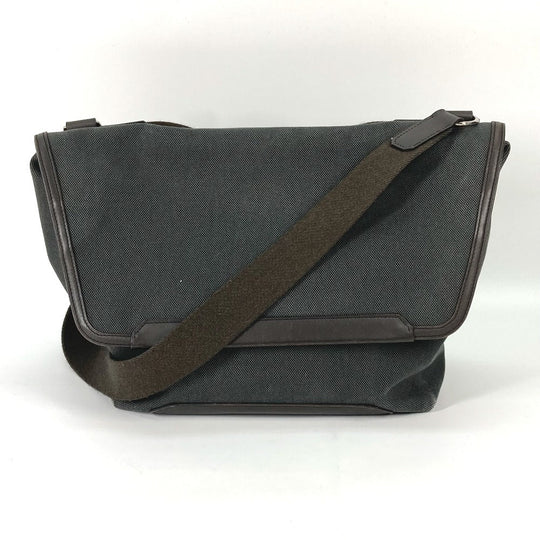 HERMES Shoulder Bag Canvas / leather khaki flap 2way handbag Allele Tour mens Used Authentic