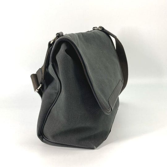 HERMES Shoulder Bag Canvas / leather khaki flap 2way handbag Allele Tour mens Used Authentic