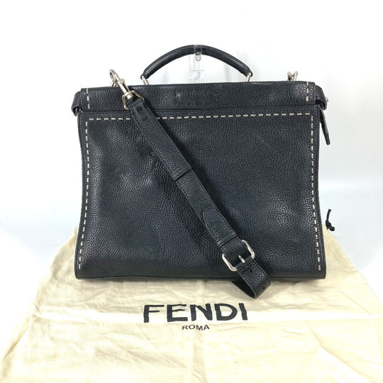 FENDI Handbag 7VA406 leather black Shoulder Bag Crossbody bag Selleria Peekaboo Iconic Fit