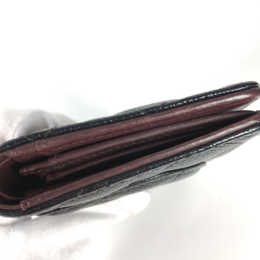 CHANEL Long Wallet Purse Caviar skin black Long wallet CC COCO Mark Matelasse Quilting Women Used Authentic