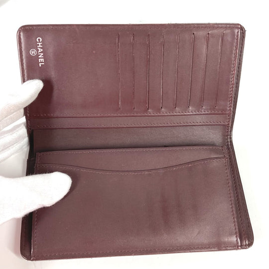 CHANEL Long Wallet Purse Caviar skin black Long wallet CC COCO Mark Matelasse Quilting Women Used Authentic