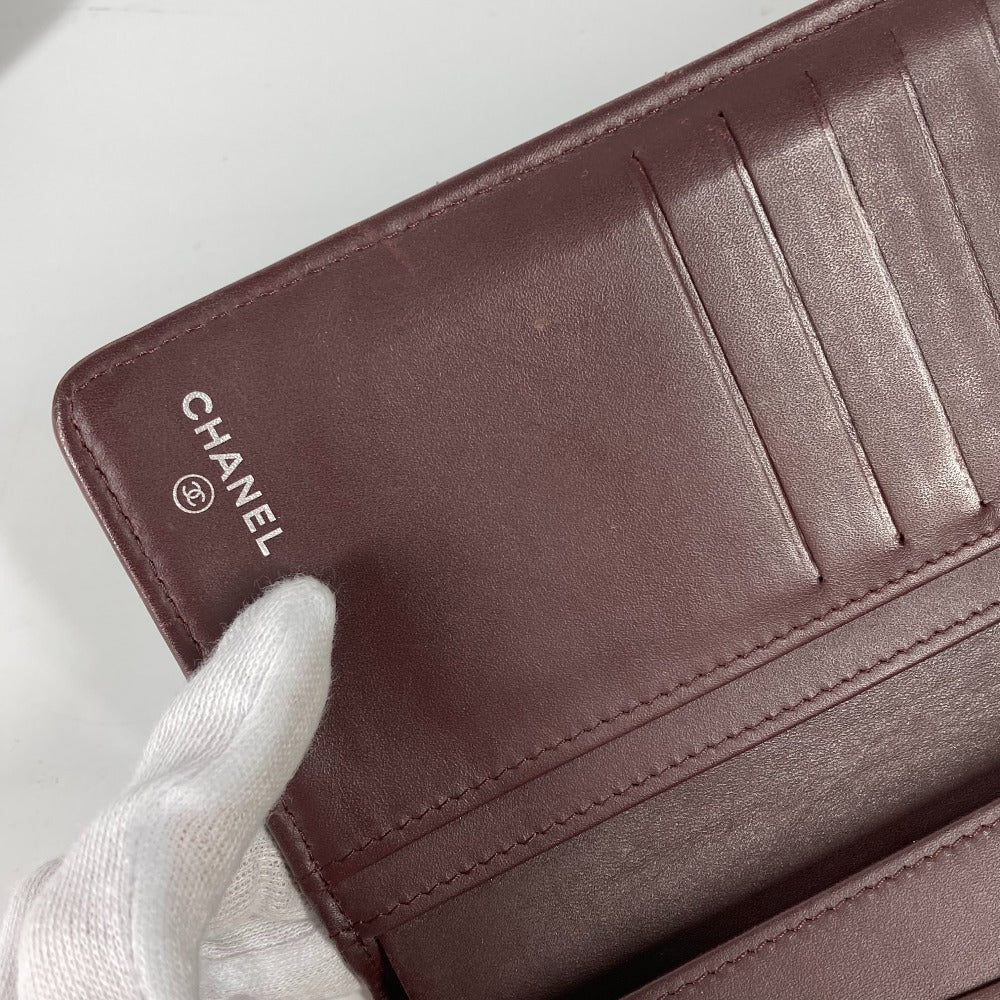 CHANEL Long Wallet Purse Caviar skin black Long wallet CC COCO Mark Matelasse Quilting Women Used Authentic