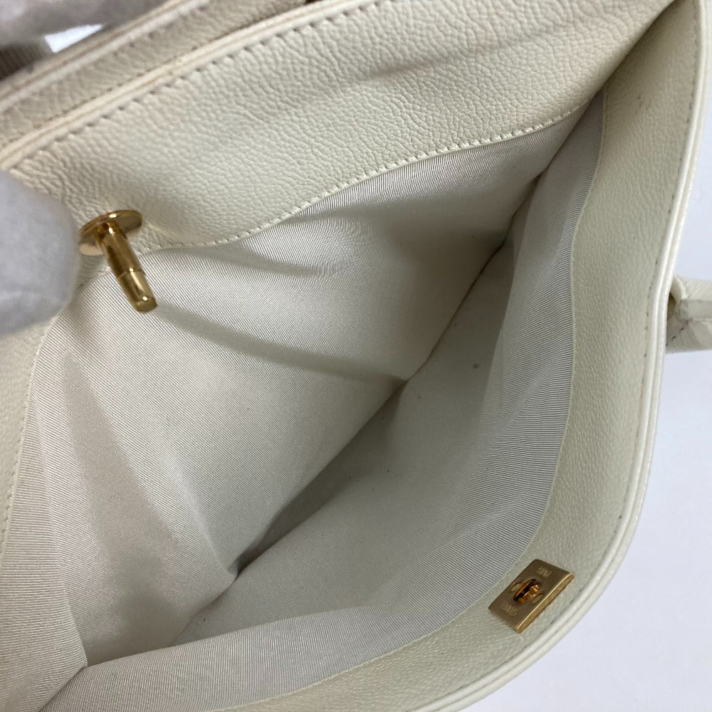 CHANEL Tote Bag Caviar skin White type Executive Tote Women Used Authentic