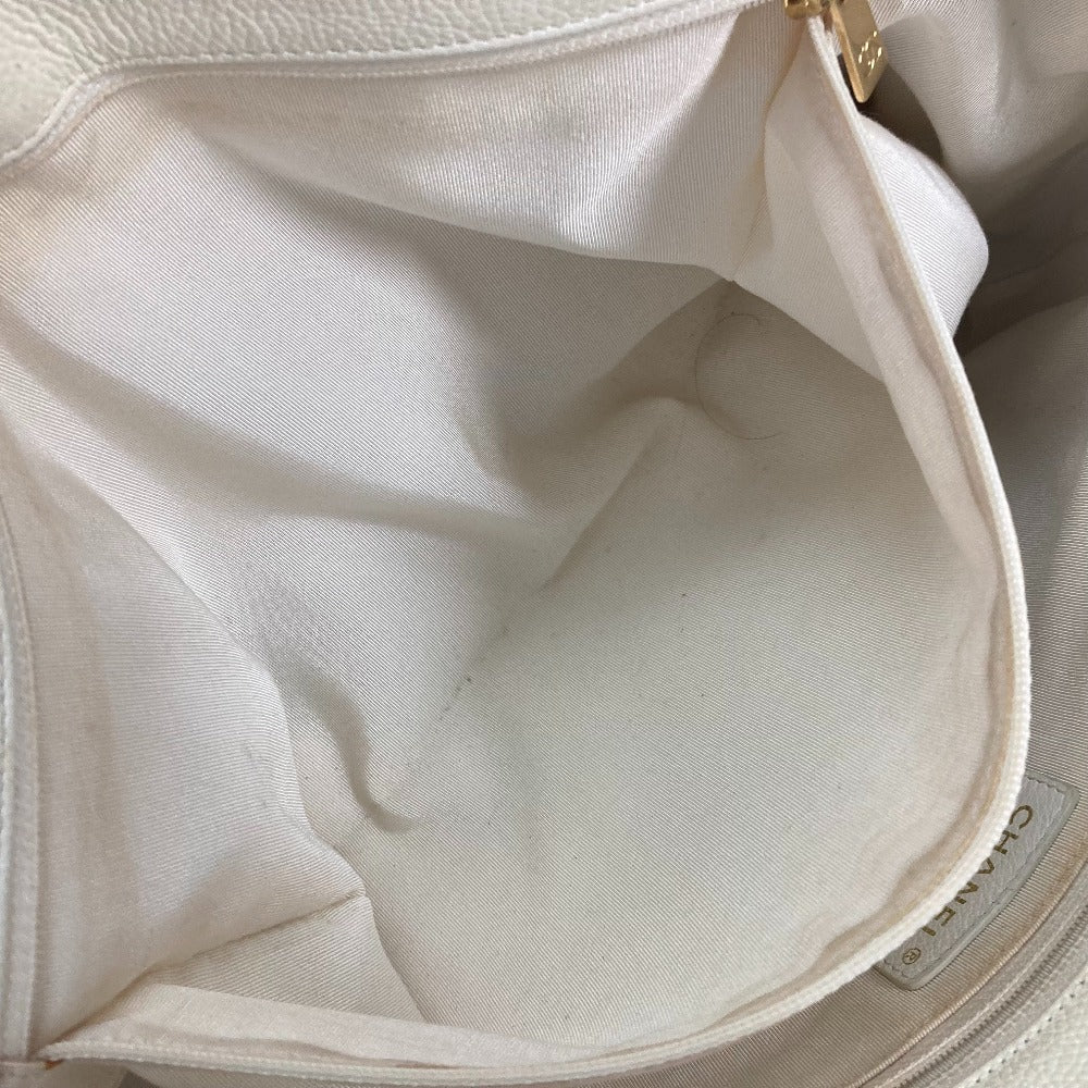 CHANEL Tote Bag Caviar skin White type Executive Tote Women Used Authentic