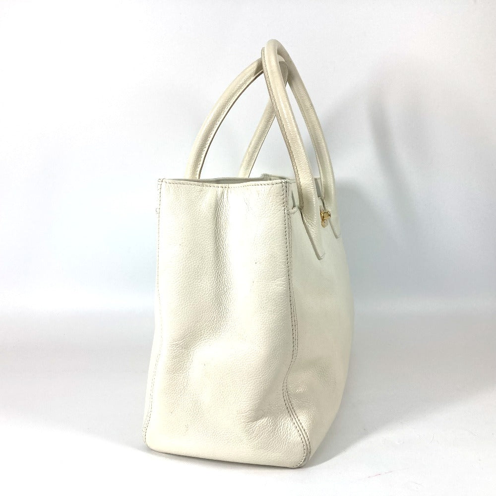CHANEL Tote Bag Caviar skin White type Executive Tote Women Used Authentic
