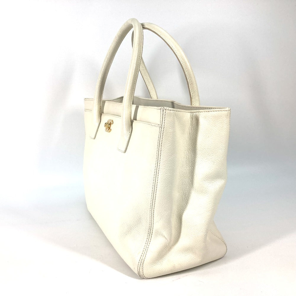 CHANEL Tote Bag Caviar skin White type Executive Tote Women Used Authentic