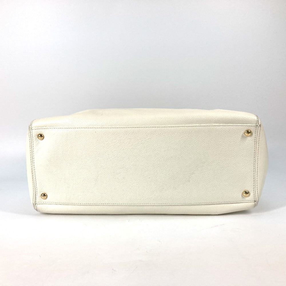 CHANEL Tote Bag Caviar skin White type Executive Tote Women Used Authentic