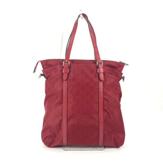 GUCCI Tote Bag 510333 Nylon, Leather Red GG Women Used Authentic