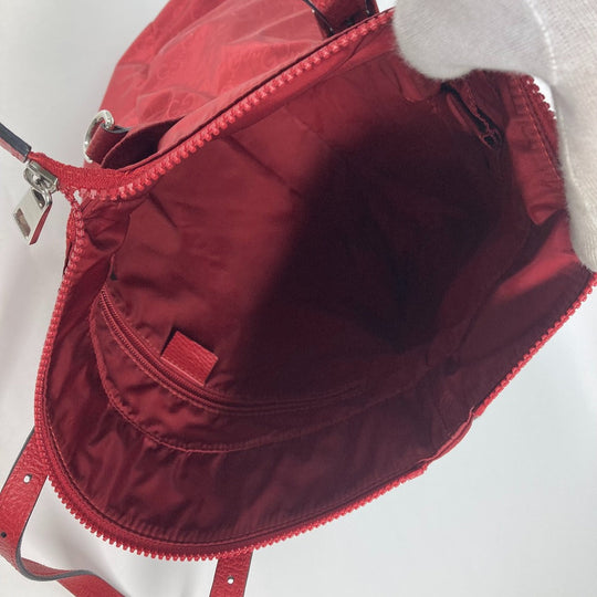 GUCCI Tote Bag 510333 Nylon, Leather Red GG Women Used Authentic