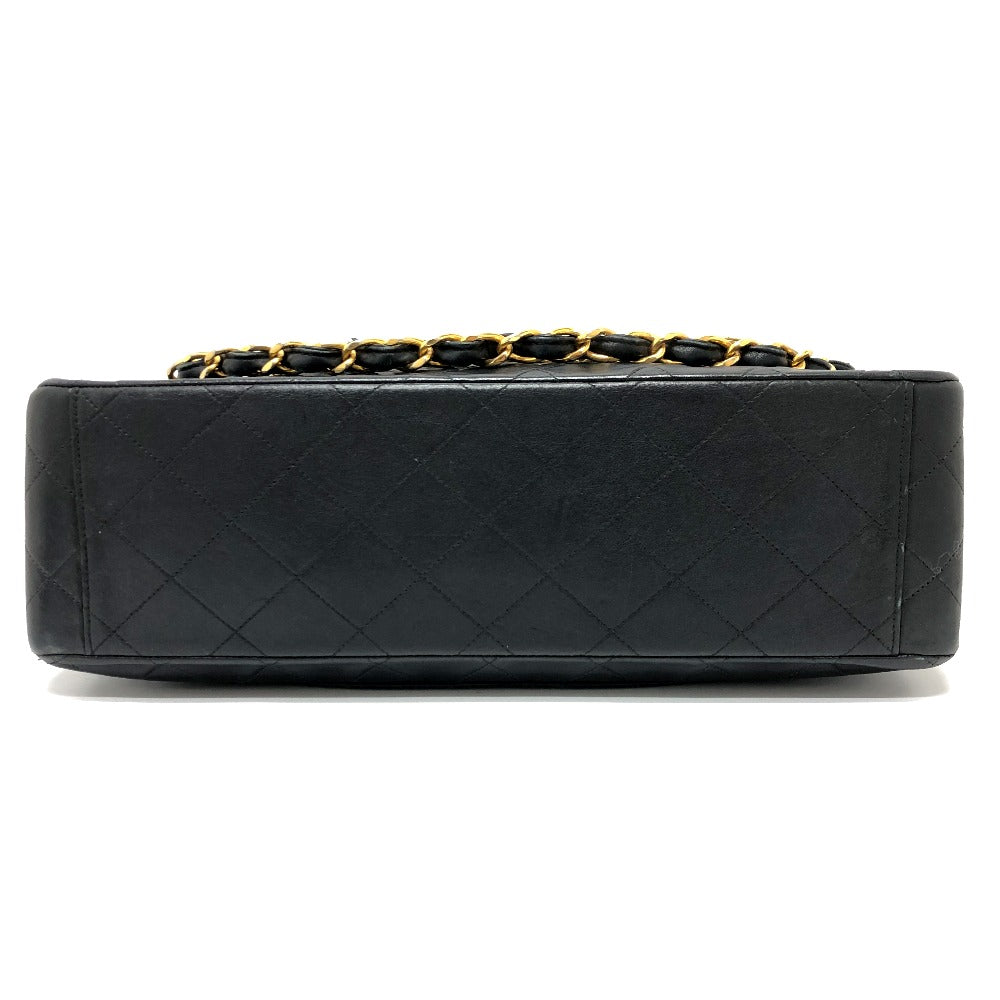 CHANEL Shoulder Bag leather black WChain Deca Trasse 34 Women Used Authentic