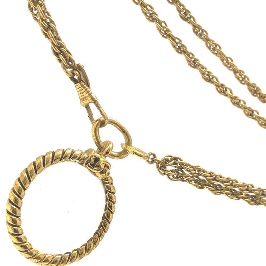 CHANEL Necklace metal gold vintage Loupe Women Used Authentic
