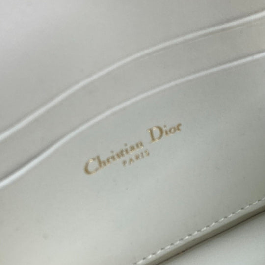 Dior Shoulder Bag S0977ONMJ lambskin white Crossbody Chain Bag Lady Dior Phone Pouch Women Used Authentic