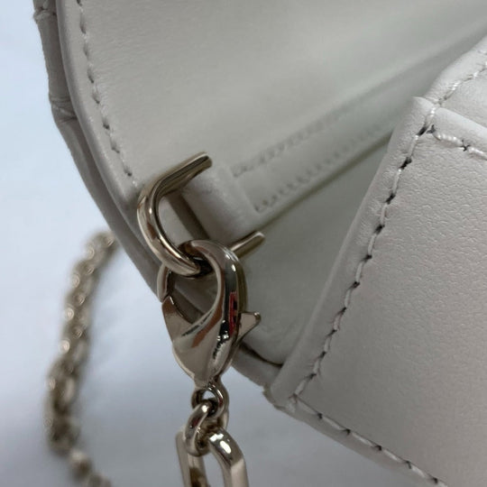 Dior Shoulder Bag S0977ONMJ lambskin white Crossbody Chain Bag Lady Dior Phone Pouch Women Used Authentic
