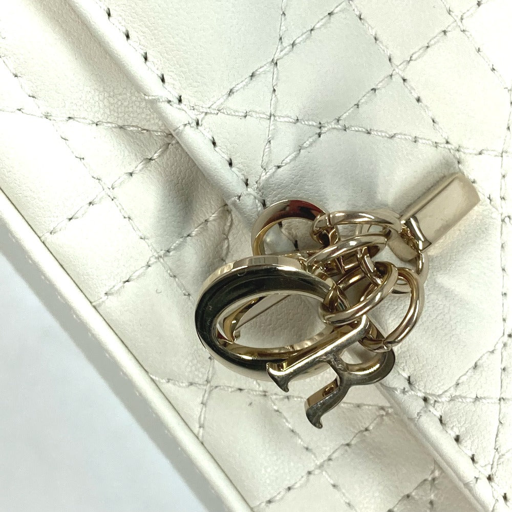 Dior Shoulder Bag S0977ONMJ lambskin white Crossbody Chain Bag Lady Dior Phone Pouch Women Used Authentic