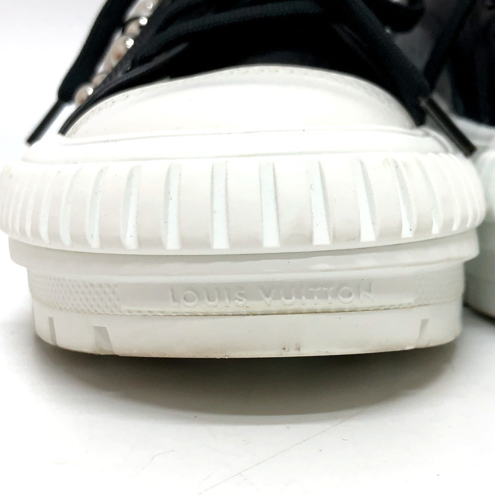LOUIS VUITTON sneakers leather black Squad Line Studded Women 36.5 Used Authentic
