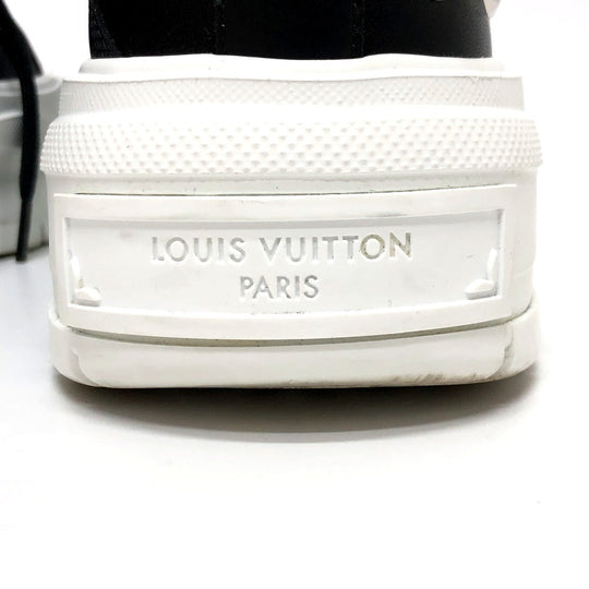 LOUIS VUITTON sneakers leather black Squad Line Studded Women 36.5 Used Authentic