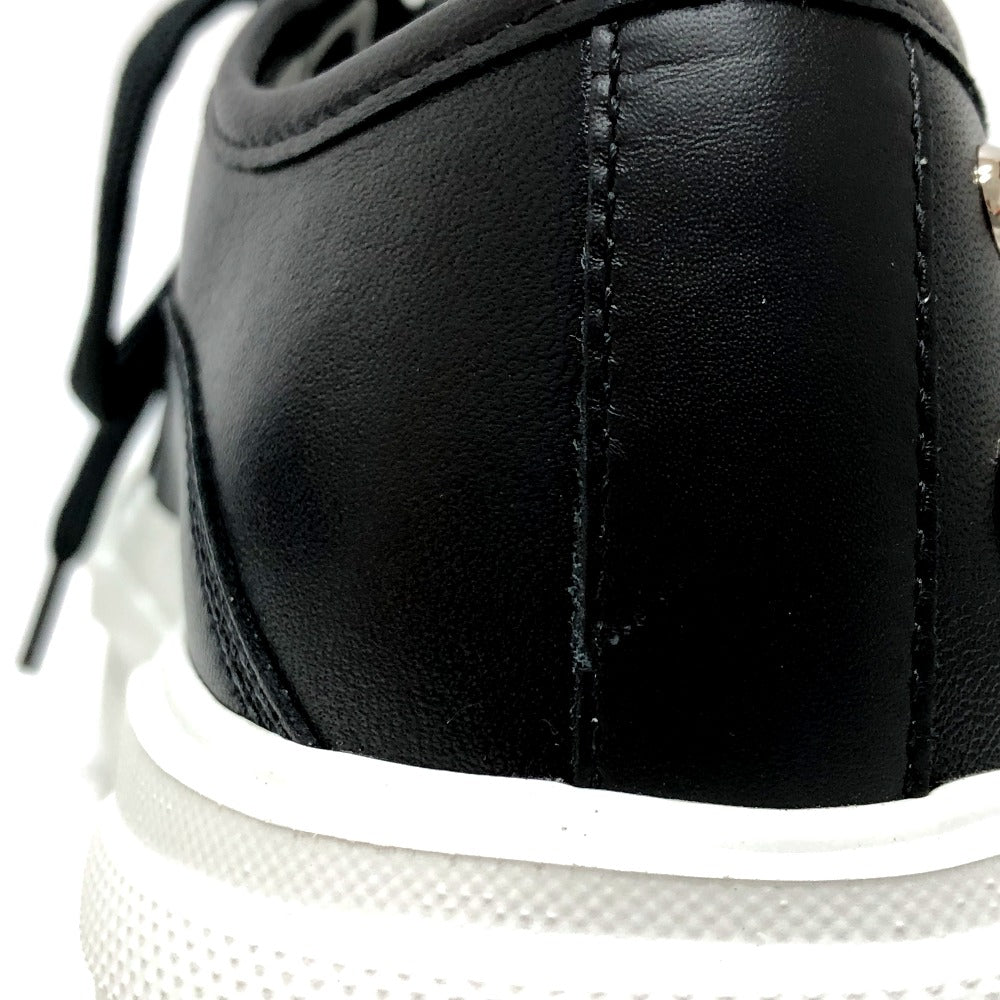 LOUIS VUITTON sneakers leather black Squad Line Studded Women 36.5 Used Authentic