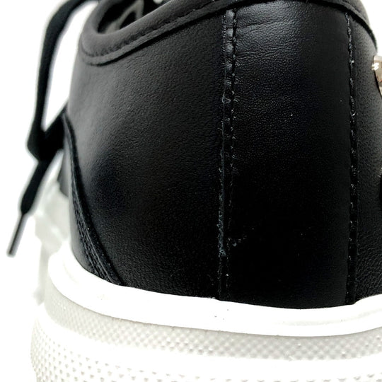 LOUIS VUITTON sneakers leather black Squad Line Studded Women 36.5 Used Authentic